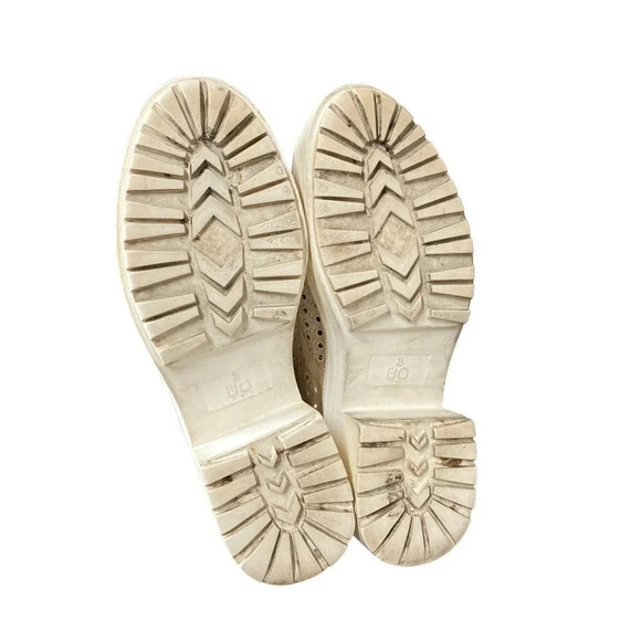 Urban‎ Outfitters Mya Eyelet Beige-Cream Platform Chunky Heel, Size 8 - Picture 7 of 8